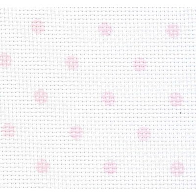 Toile aida 5,5 petit pois rose imprimée - DMC à broder