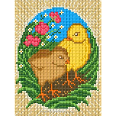 Kit broderie diamant easter chickens - Diamond Painting