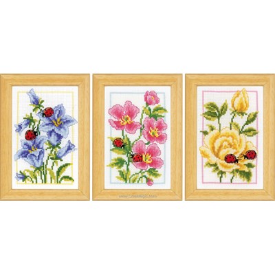 Mini Kit Fleurs et coccinelles - lot de 3 - Vervaco