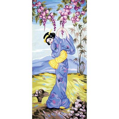 La japonaise au kimono bleu canevas chez Collection d'art