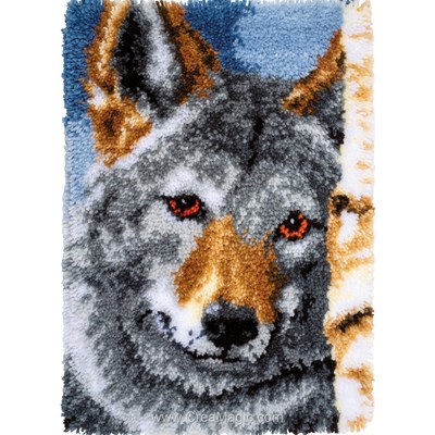 Tapis point noué le loup gris - Vervaco