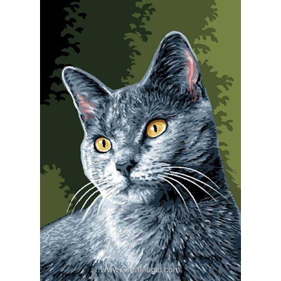 Le chat chartreux canevas chez Luc Création