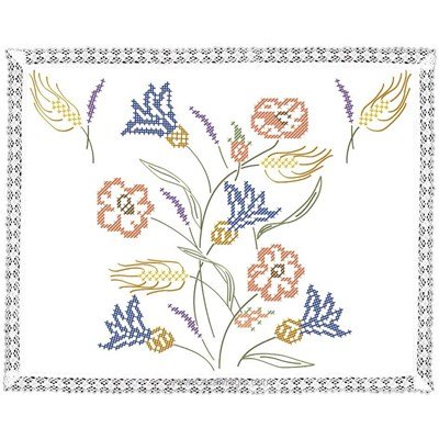 Kit napperon fleurs champêtre en broderie traditionnelle - Luc Création