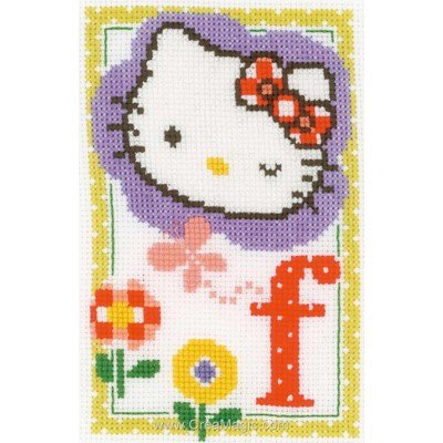 Vervaco kit à broder point de croix hello kitty lettre f