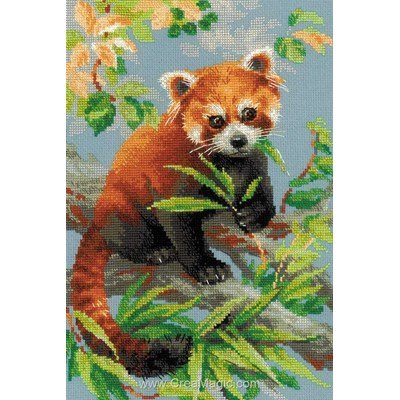 Panda rouge broderie au point de croix compté - RIOLIS