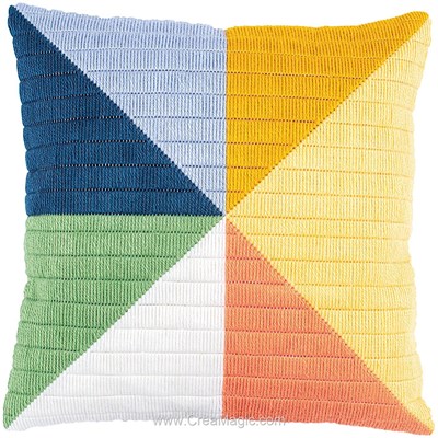 Kit coussin triangles de couleurs de Vervaco au point lancé