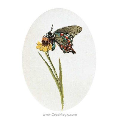 Butterfly brown-green sur lin kit - Thea Gouverneur