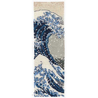 Marque page à broder katsushika hokusai - la vague de DMC