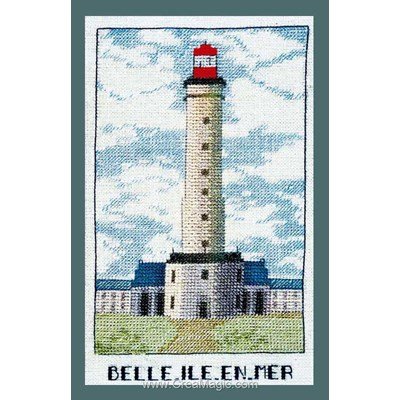 Tableau broderie point de croix phare belle ile en mer - Le Bonheur Des Dames