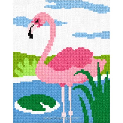 Broderie Traditionnelle Flamant rose - Marie Coeur