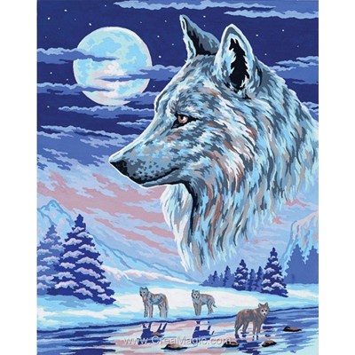 Canevas Collection d'art loups d'alaska au clair de lune