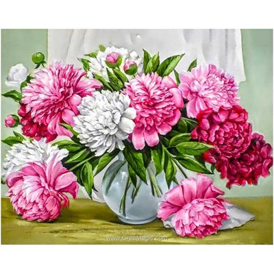 Kit broderie diamant vase aux fleurs généreuses - Wizardi