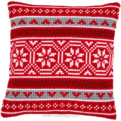 Coussin au point de croix Vervaco motif cristal de noël