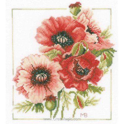 Tableau point de croix bouquet d'anemones - Lanarte
