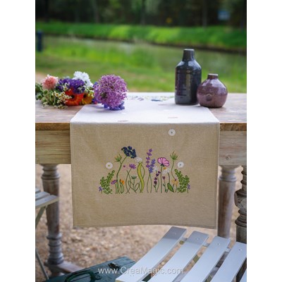 Kit Chemin de Table Traditionnelle - Kit à broder Splendeur du jardin lilas - Vervaco