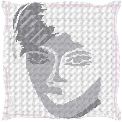 Coussin esquisse féminin de Luc Création au demi point