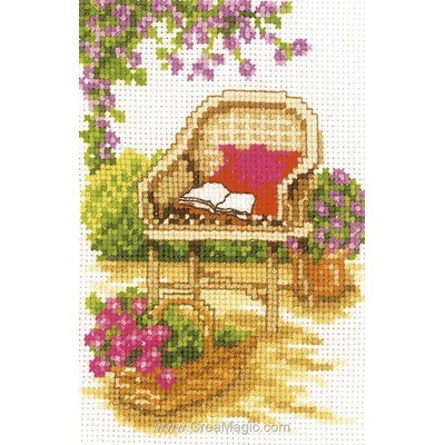 Mini kit de point de croix Vervaco le fauteuil du jardin