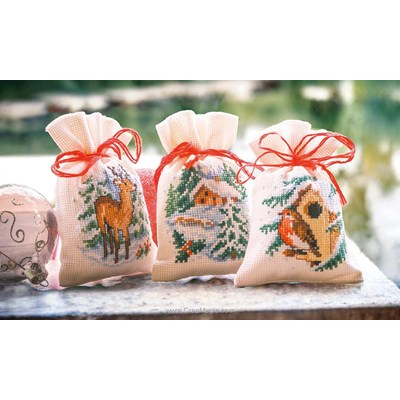 Sachet de senteur à broder Noël - lot de 3 - Vervaco