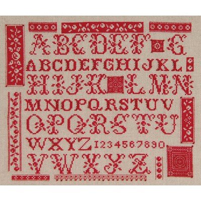 Broderie en point compté abc monochrome rouge lin - DMC