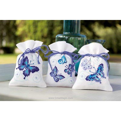 Kit sachet de senteur à broder papillons bleus - lot de 3 de Vervaco