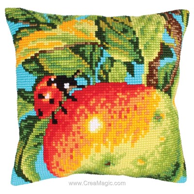 Coussin Collection d'art pomme gourmande au point de croix