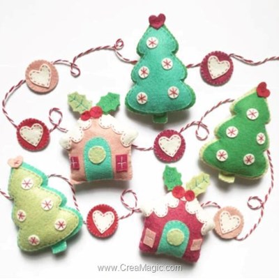 Kit feutrine - Guirlande maisons & sapins de noel - The Cinnamon Patch