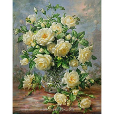 Kit broderie diamant Diamond Painting white roses