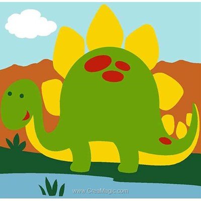 Dinosaure - stégosaure kit canevas a broder pour enfants - SEG