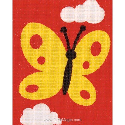 Kit canevas pour enfants vol de papillon jaune - Vervaco