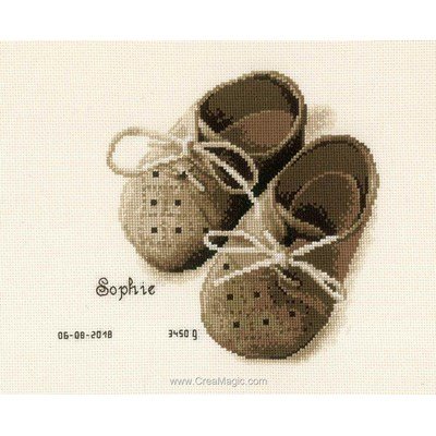 Broderie point de croix bébé premières chaussures - Vervaco