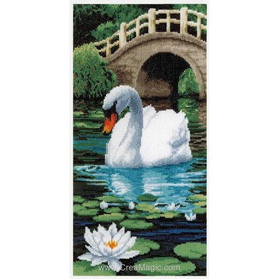 Le cygne du petit pont tableau point de croix - Vervaco