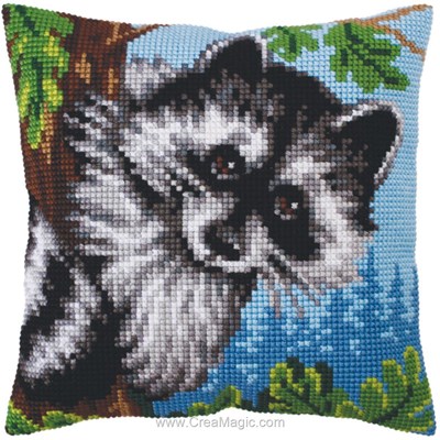 Kit Coussin Canevas - Little raccoon - Collection d'art