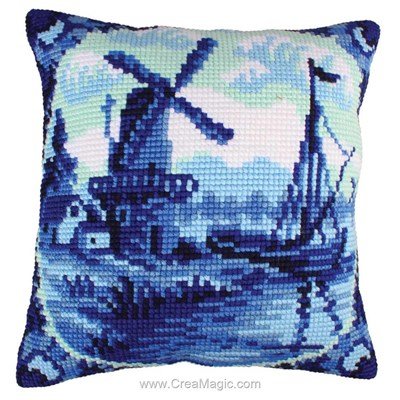 Coussin point de croix delftware de Collection d'art