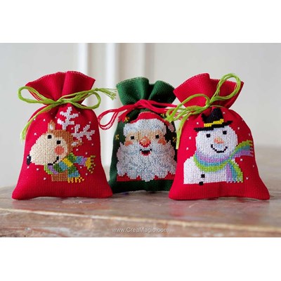 Kit sachet de senteur fête de noel - lot 3 à broder - Vervaco