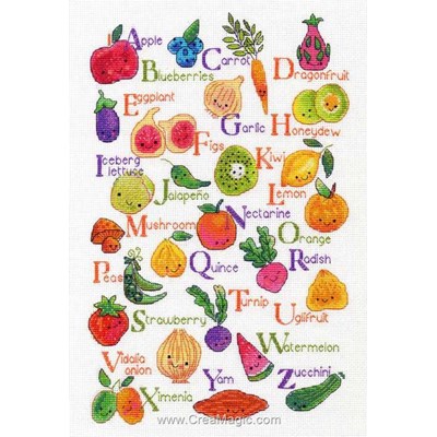 Kit point de croix l'alphabet des fruits et légumes de Dimensions