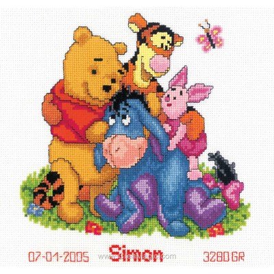 Point de croix compté Vervaco tableau pénom winnie disney - l'amitié