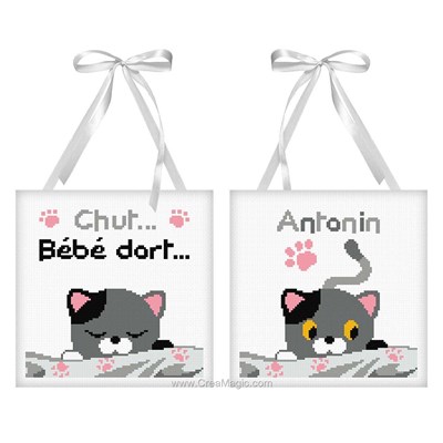 Bannière à broder coussin de porte petits chats - Princesse