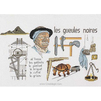 Les gueules noires tableau broderie point de croix - Marie Coeur