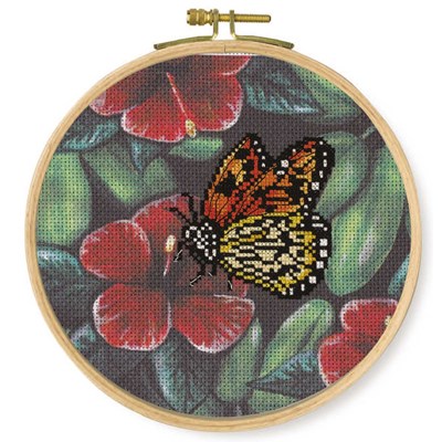 Broderie DMC papillon orange