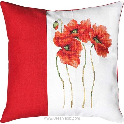 Kit coussin Luca-S au point compté nobles coquelicots