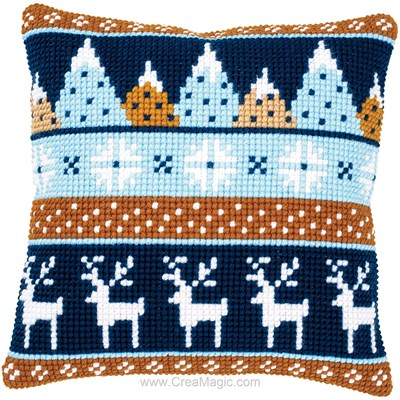 Kit coussin motifs hivernaux au point de croix de Vervaco