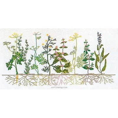 Tableau point de croix herbs sur lin de Thea Gouverneur