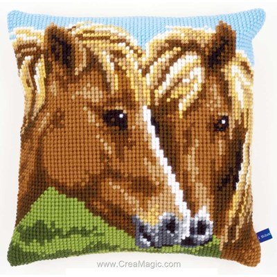 Kit coussin au point de croix affection de chevaux - Vervaco