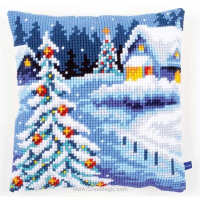 Kit coussin point de croix maisonnette à noël - Vervaco