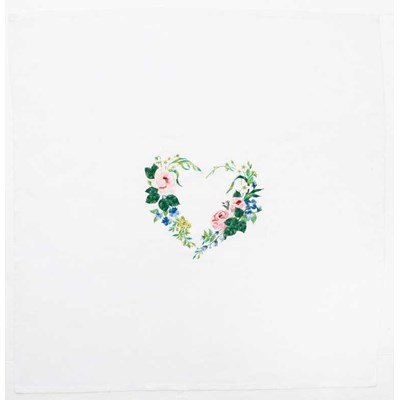 Nappe cœur de fleurs en broderie traditionnelle de DMC TK002