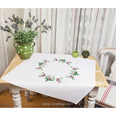 Kit nappe fushia en broderie traditionnelle - Duftin