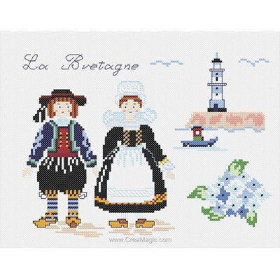 Broderie imprimée en kit Marie Coeur costumes traditionnels de bretagne