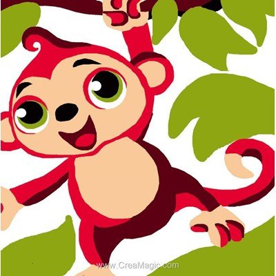 Luc Création kit canevas a broder pour enfants singe rose