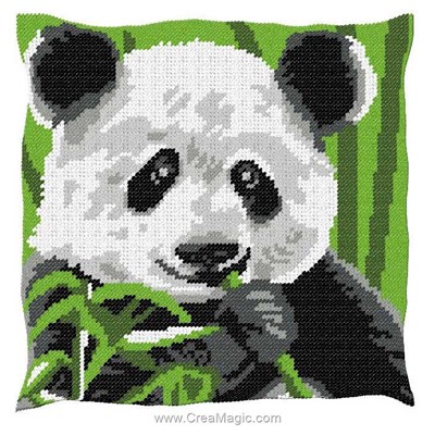 Coussin au demi point panda de Luc Création