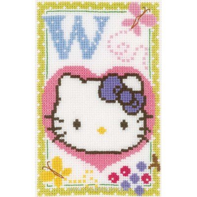 Broderie au point de croix Vervaco hello kitty lettre w